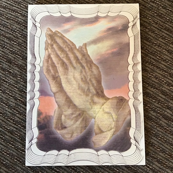 Vintage Praying Hands with Clouds Sunset Background (7”x5”) - Picture 2 of 3